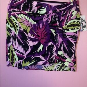 Floral Mini Skirt by Future Collective - Purple and Green